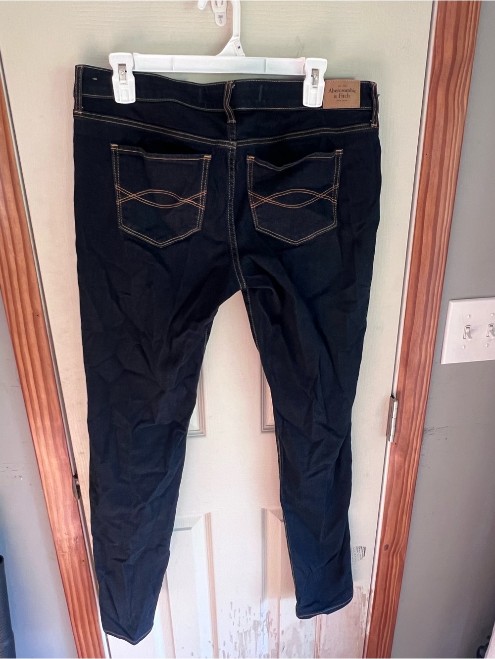 Abercrombie & Fitch Women's Black Skinny Jeans with Contrast Stitching